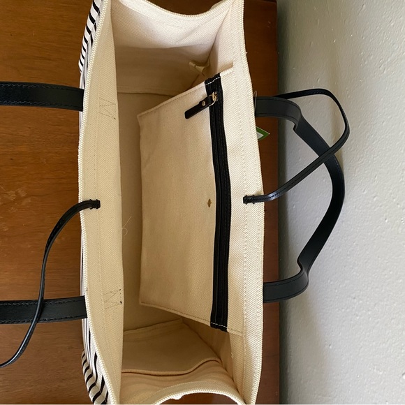 KATE SPADE Pineapple Stripe Canvas Mega Sam Tote bag & Wristlet, NWT & GIFT BOX! - Picture 4 of 7